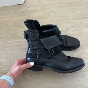 UGG Cybele Lodge Leather Biker Ankle Boot
